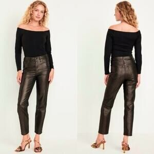Old Navy OG Straight  High-Waisted Shine Ankle Jeans Black‎ Shine Sz.8 NWT